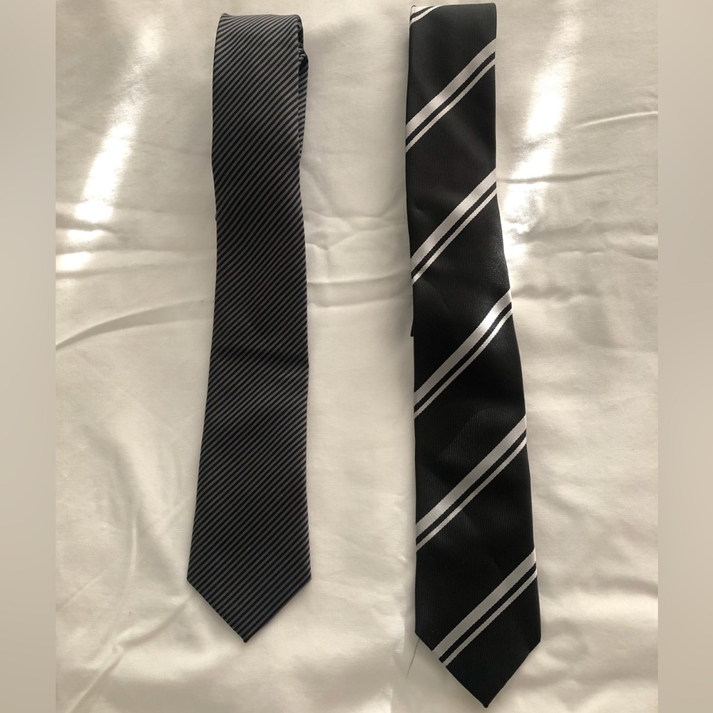 Black and Gray Sovereign Code Skinny Tie Set of 2
